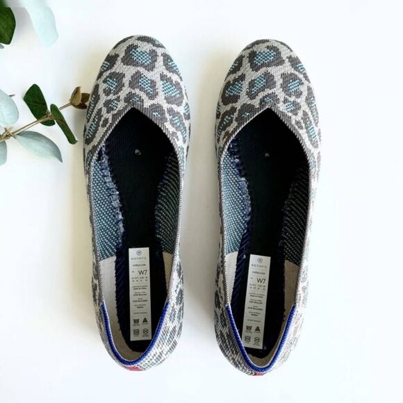 ROTHY'S Gray & Blue Leopard Print Flats | Size 7 | Retired - Picture 9 of 13